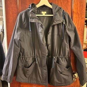 J.Crew Blue Zip Nylon Hooded Jacket Womens (Size M) Windbreaker